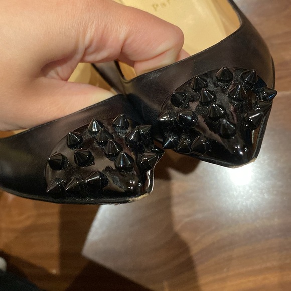 Christian Louboutin / Geo Black Leather Pump Spike Patent Toe Cap pigalle 38.5 - Picture 10 of 10